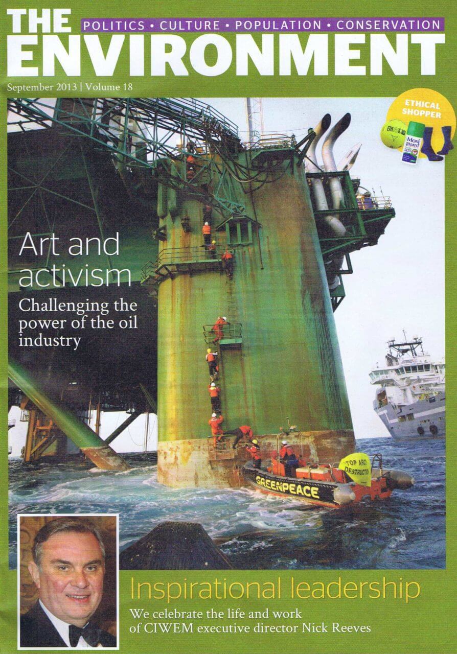 CIWEM's magazine 'The Environment', Sept 2013, featuring obituary to Nick and 2 articles by Platform.